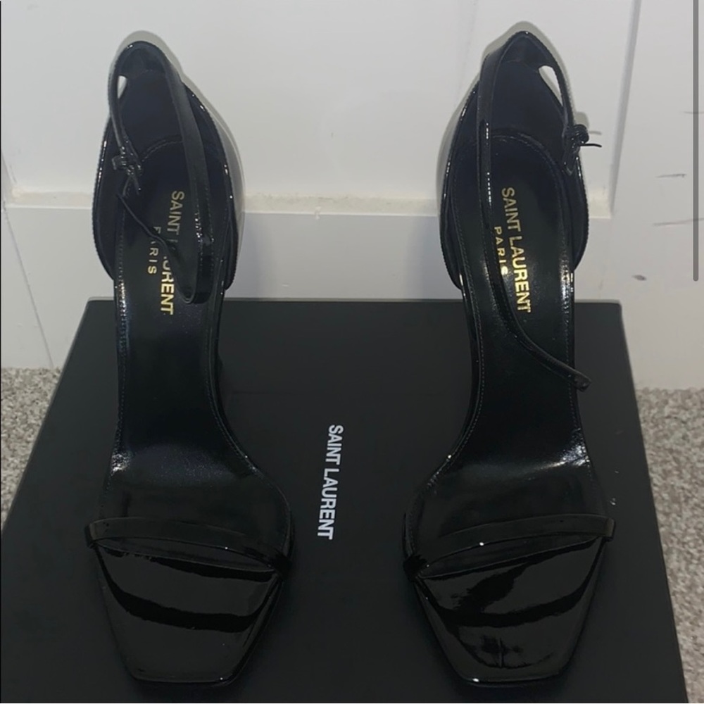 YSL Opyum Black strappy heels